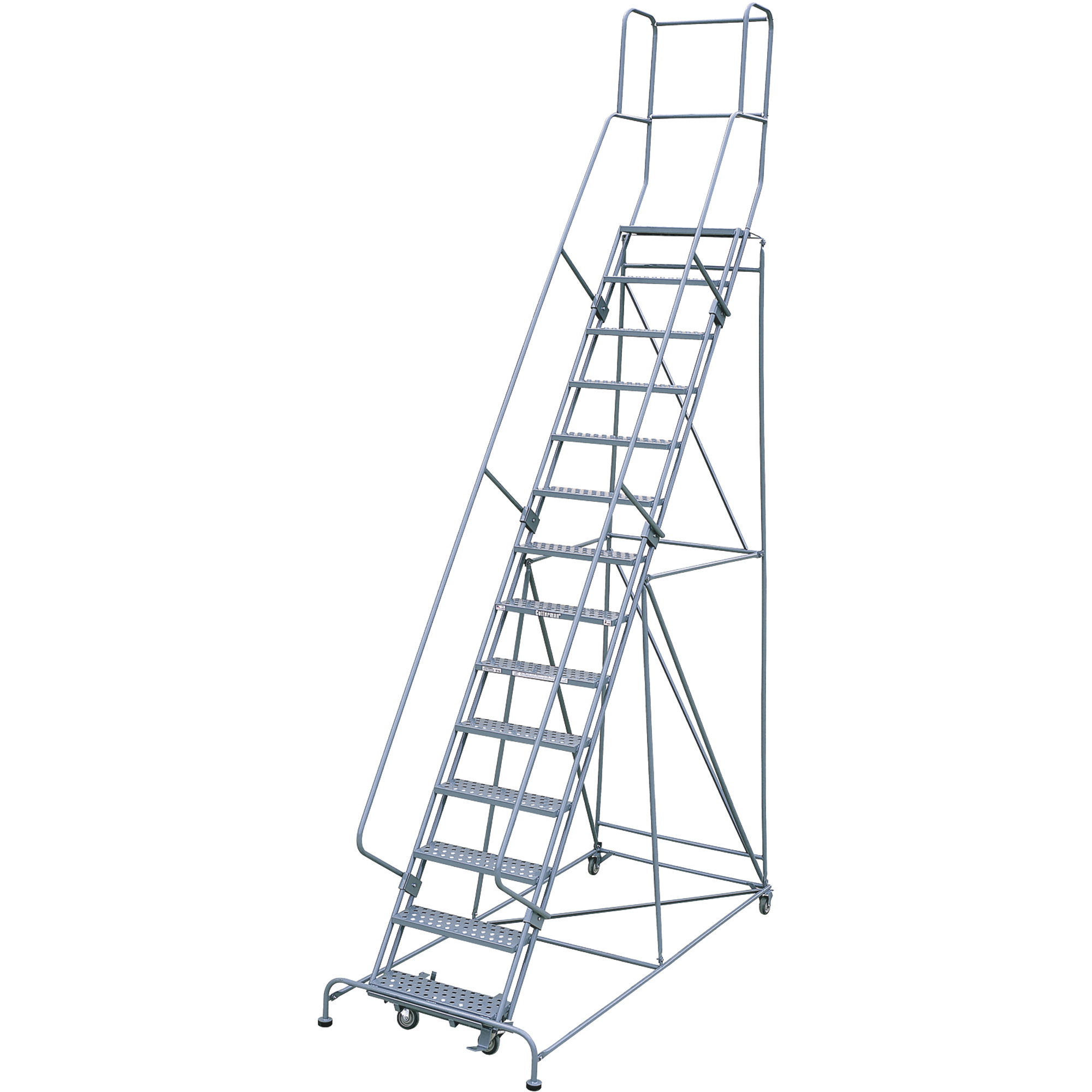 Cotterman Rolling Steel Ladder, 450-Lb. Capacity, 14-Step Ladder, 140in.H Platform, Model# 1514R2642A1E20B4C1P3